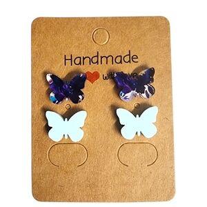Violet Driftwing Acrylic Stud Earrings - 2 Pair